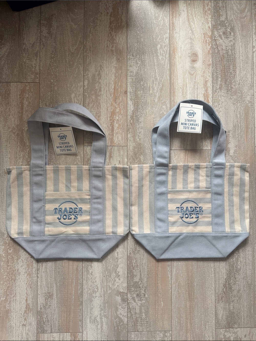Trader Joe's Blue Striped Mini Canvas Tote Bags